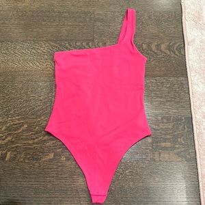Aritzia pink one shoulder bodysuit